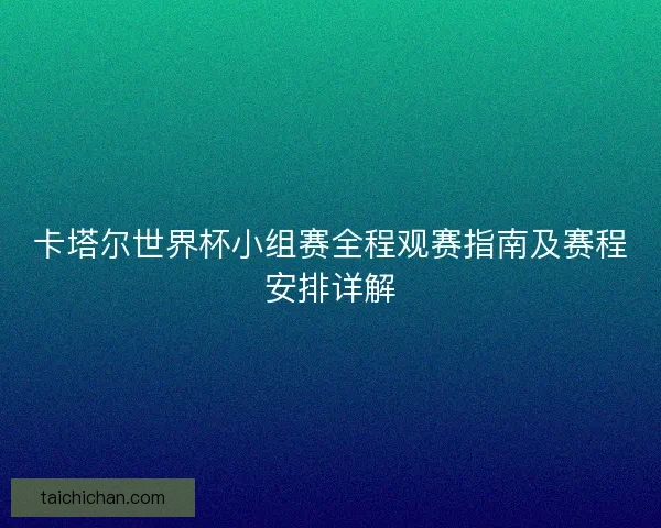 卡塔尔世界杯小组赛全程观赛指南及赛程安排详解