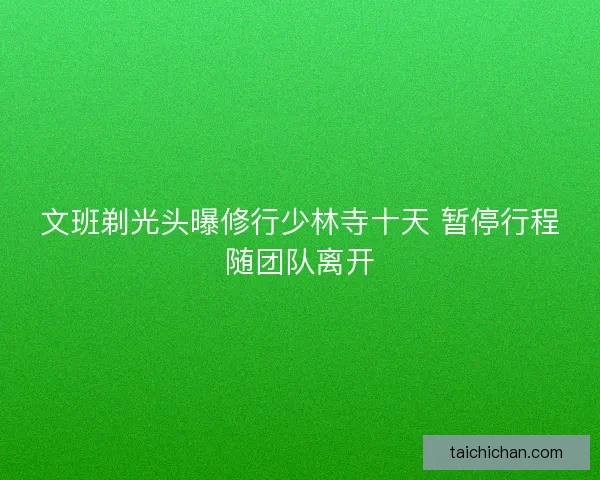 文班剃光头曝修行少林寺十天 暂停行程随团队离开