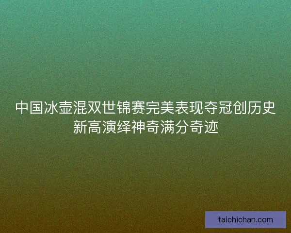 中国冰壶混双世锦赛完美表现夺冠创历史新高演绎神奇满分奇迹